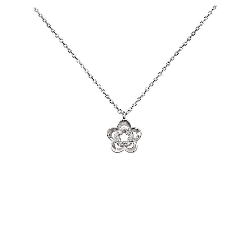 

Ожерелье из стерлингового серебра S925 с позолоченным минималистичным дизайном, цепочка на ключицу с пятью лепестками цветов, колье из свежих полых бриллиантов с цветком