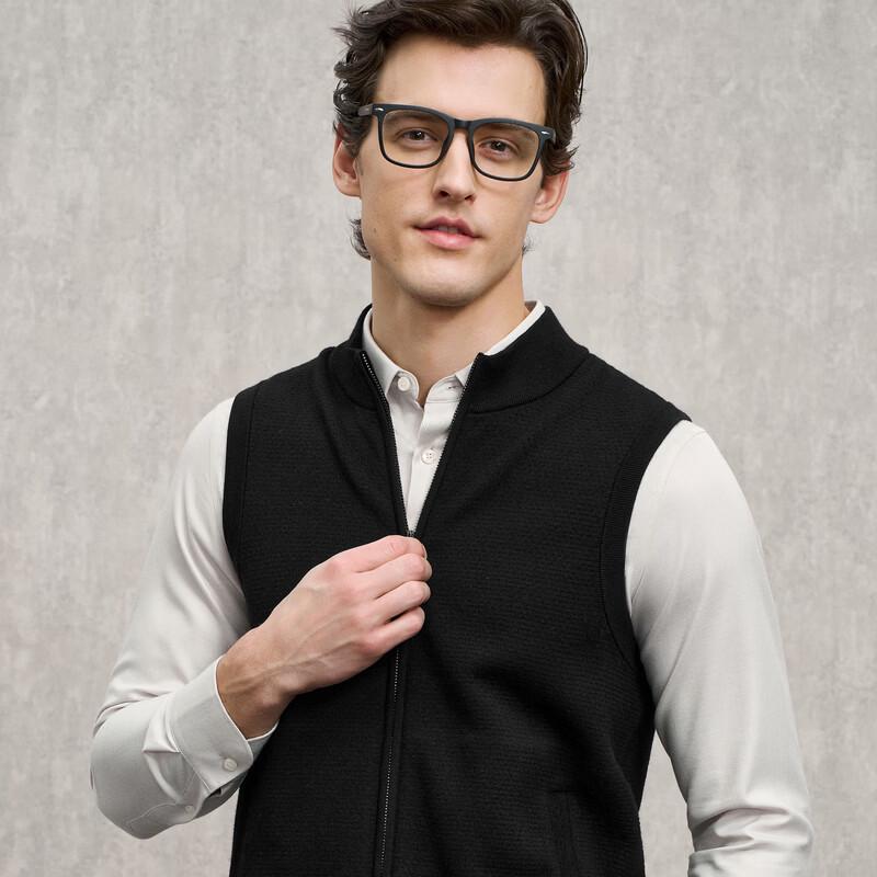 EMZ Men's Stand-Collar Wool Blend Sleeveless Cardigan