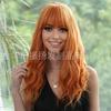 Peruca Laranja Longa Ondulada de 20 Polegadas com Franja Reta Fantasia de Festa Cosplay Cabelo Sintético Feminino