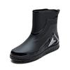 High Quality Rain Boots for Men, Drawstring Waterproof Shoes, Mid-length Anti-slip Rain Boots, Plus Fleece Rubber Boots for Work