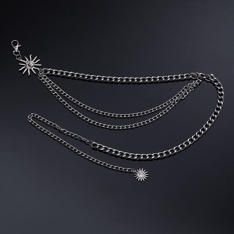 Atmospheric metal waist chain, women's adjustable dress waist, multi-layer premium chain belt.