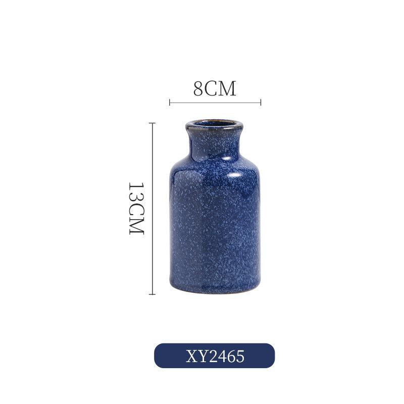 Nordic Mini Blue Ceramic Small Vase Creative Home Dining Table Living Room Bedroom hydroponics Flower Decoration Accessories 1Pc