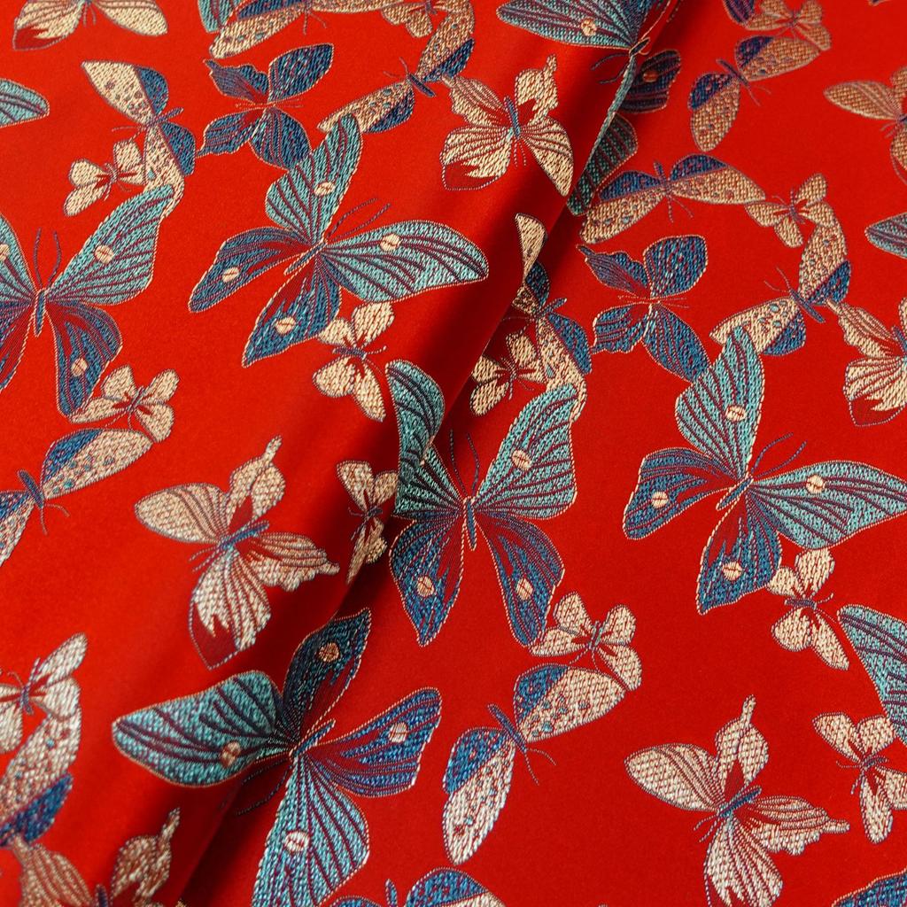 Embossed Jacquard Fabric Butterfly Design Sewing Material Cheongsam Dress Garment Fabric Wide 114cm Sold By Meter