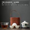 Ceramic travel tea set, one pot, three cups of Kuaike cup, outdoor round road car portable camping Kung Fu tea set