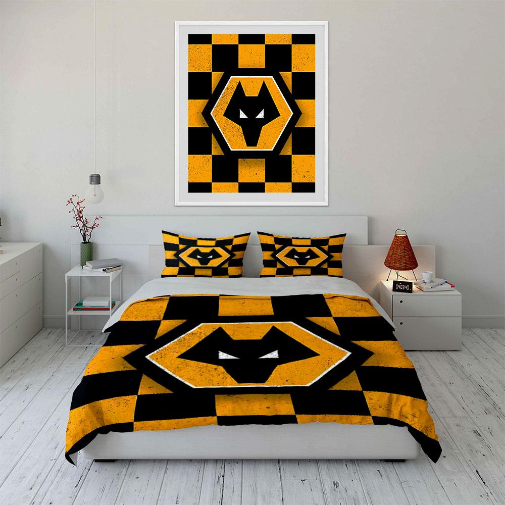 "Yellow Black Wolf Pattern Set" Bedding Duvet Cover Set Duvet Cover Pillowcases  (1 * Duvet Cover 2 * Pillowcases, Without Duvet Insert)