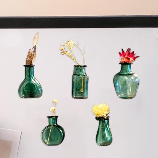 5/10Pcs Mini Vase Refrigerator Magnet DIY Home Office Kitchen Locker Fridge 3D Miniature Resin Flower Vase Pot Magnetic Decoration Ornament