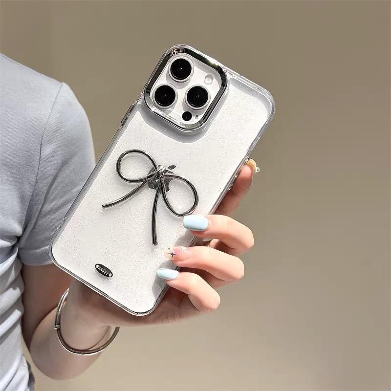 For Apple 17promax Epoxy for IPhone15plus Mobile Phone Case 14 Bow Transparent Light Luxury Women's New Model
