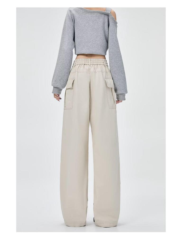 Korean Style Women's Casual Cargo Pants - Spring/Summer Straight Fit