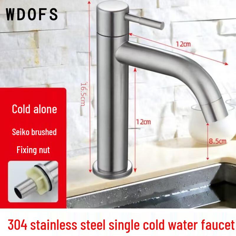 WDOFS 304 Stainless Steel Single Cold Basin Faucet