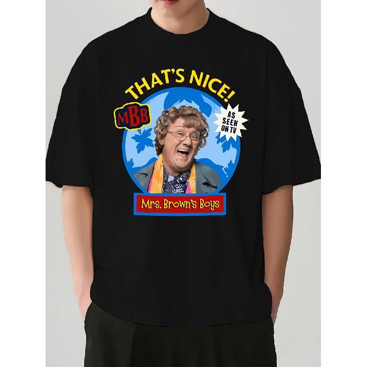 Men s Mrs Brown s TV Show T-Shirt - Funny Iconic Mrs Brown Print & Signature Gesture Tee, Comedy Fan Apparel, Machine Washable Casual Round Neck S