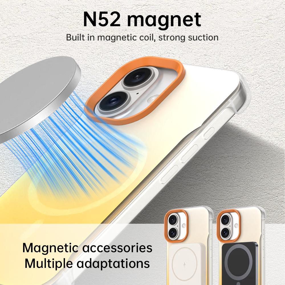 For iPhone 16 Plus Magnetic Case Gradient Design Borderless IMD TPU+PC+PET Phone Cover