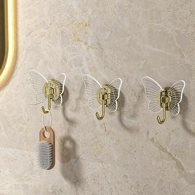 Cârlig acrilic în formă de fluture Cârlig transparent Capci de haină Pălărie eșarfă Geantă Agățat de perete Suport adeziv puternic pentru decorațiuni de perete