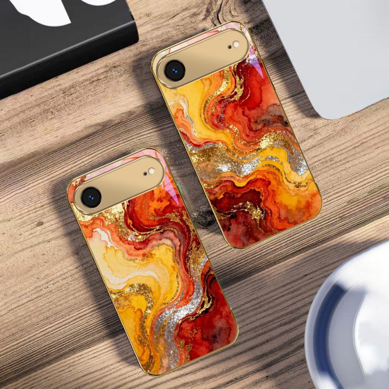 Golden Starry Light For IPhone 17Pro Max 16 17 Pro 15 Pro 14 13 Plus 12 Mini 11Pro Max XR 16E 17Air Golden glass phone case