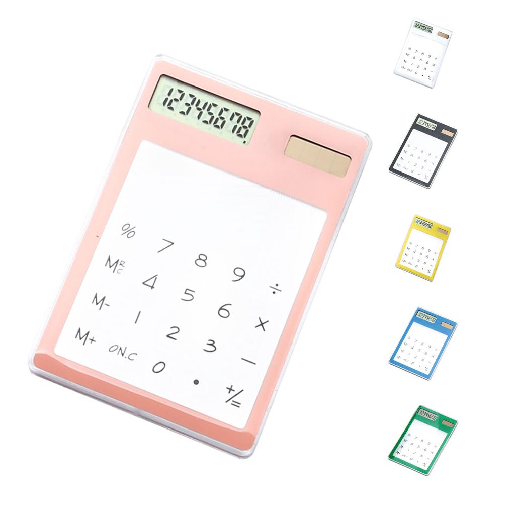 Solar Powered Calculator Touch Screen 8 Digit LCD Display Portable Transparent Calculator for Office