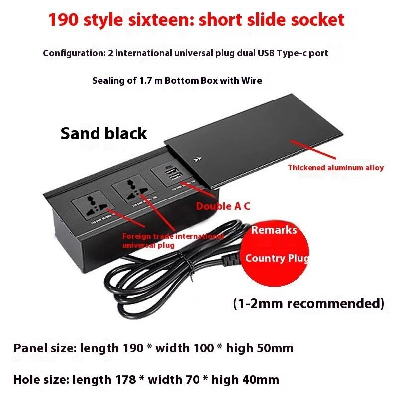 3 Holes 5 Holes Island Table Side Sliding Socket Hidden Type Multifunctional Upgraded Embedded Type Conference Desktop Socket