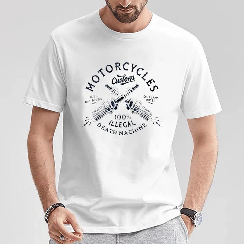 Vintage Custom Motorcycles Chopper Bobber Motorcyclist T-Shirt  O-Neck Short Sleeve Casual Mens T-shirt Size S-5XL