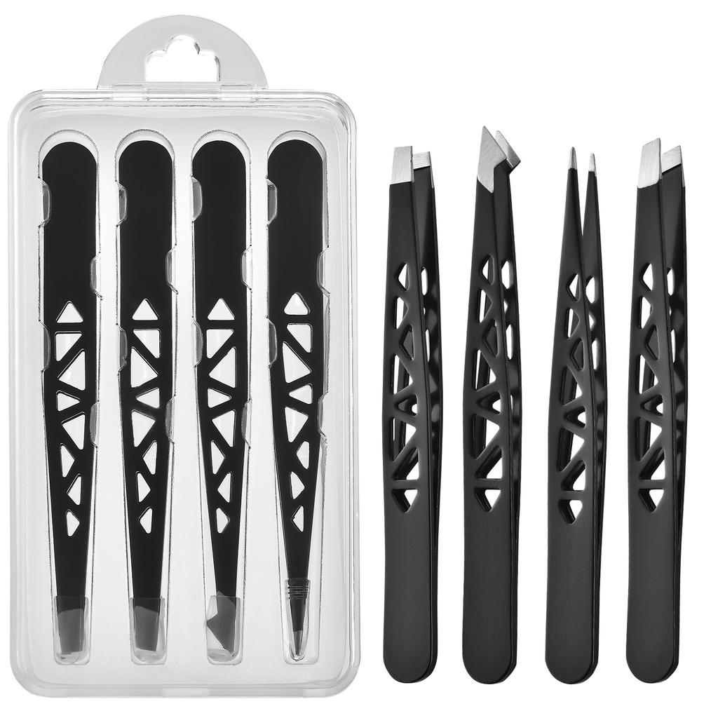 4-teiliges hochwertiges professionelles Pinzetten-Set - Perfekt für die Entfernung von Augenbrauenhaaren, Splittern und eingewachsenen Haaren & für Männer & Frauen