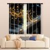 2 Pcs, Filtering Curtains (excluding Rods, Non-movable, Without Batteries) Golden Piano & Musical Notes for Use In Bedrooms and