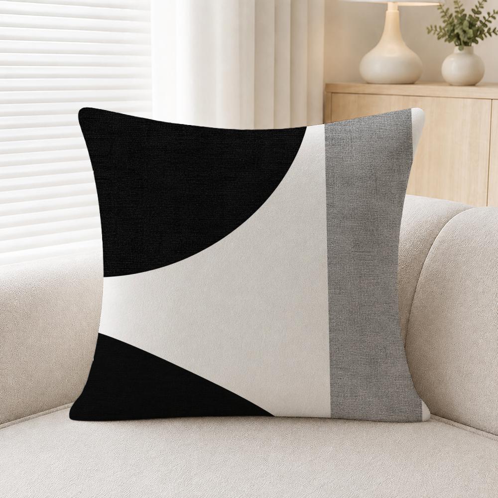 Pattern Modern Black And White Geometric Pattern Cushion Cover Soft Plush Fluffy Throw Pillow Cases For Sofa Bedroom Home Decor