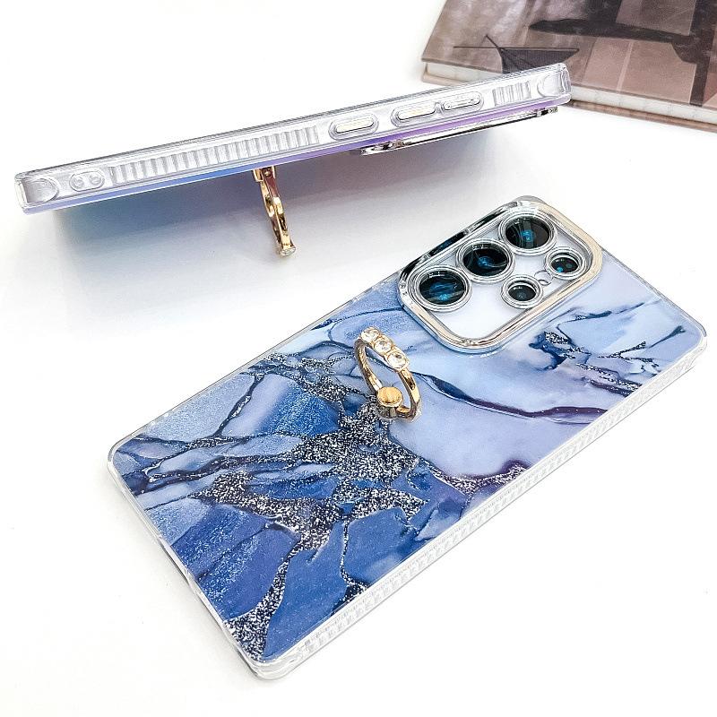 Suitable for Samsung S25 Mobile Phone Case Double Layer IMD Electroplated Marble S24plus Ring A16 Mobile Phone Case
