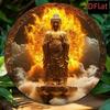 Vintage Flaming Buddha Gold Accent Metal Wall Art Decor
