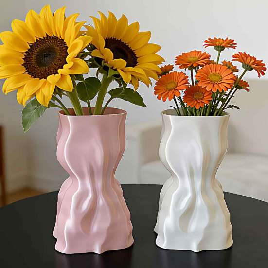 Bedroom Aesthetic Decor 3D Printed Flower Vase, Modern Minimalist Vase for Living Room Sophisticated Home Accessories Decor, Creative Floral