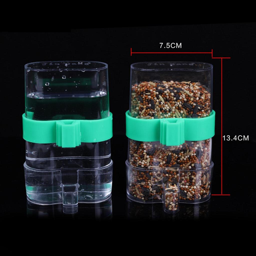 Bird Feeder Drinker, Clear Plastic &Water Dispenser, Fits Most Cage, Automatic Feeding for Parrot