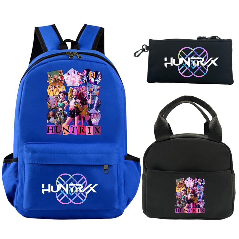 3Pcs/set Anime Demon Hunters Printed Backpack with Shoulder Bag Pencil Case for Student Boy Girl Schoolbag Large Capacity Waterproof Bookbag