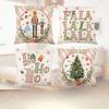 4pcs Autumn Winter Christmas Home Holiday Festive Decoration Cute Printed Sofa Cushion Linen Pillow Cover