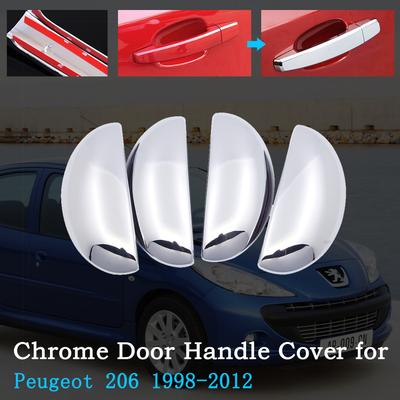 For Peugeot 206 206+ 206sw 206cc 1998~2012 1999 2002 2005 2006 2010 Chrome Car Door Handle Cover Trim Set Exterior Accessories