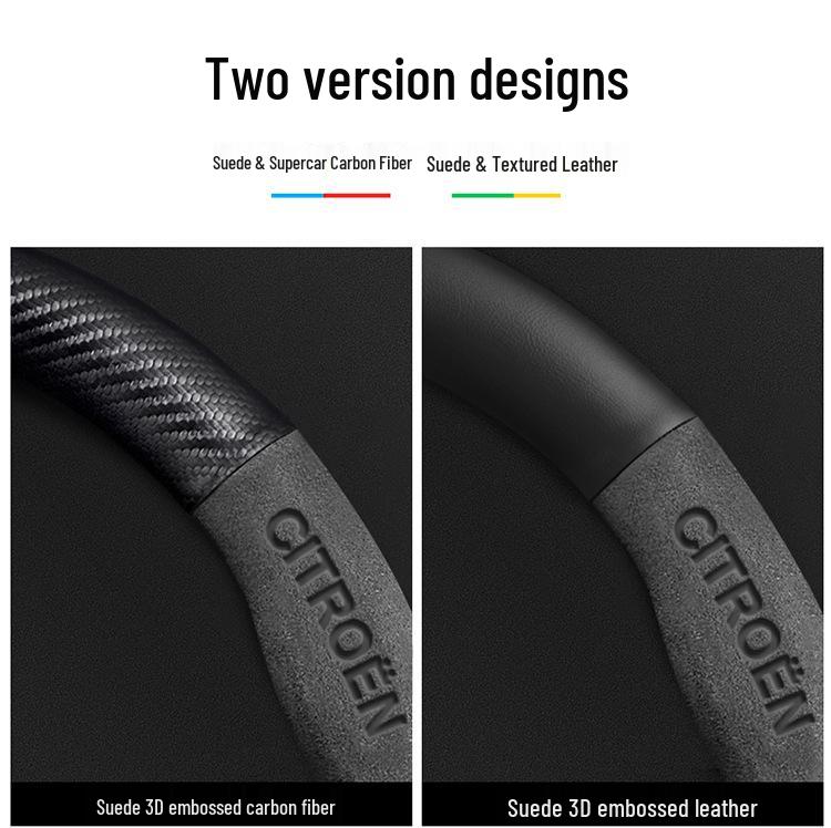 Universal Non-Slip Suede Steering Wheel Cover for Citroen: All-Season, Breathable Design for Men and Women