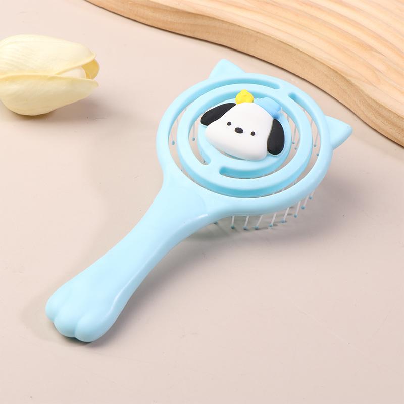 

Портативная расческа Sanrio Pochacco Пушистая ажурная ручная щетка для волос Синяя Массажная для волос Инструменты для макияжа и укладки