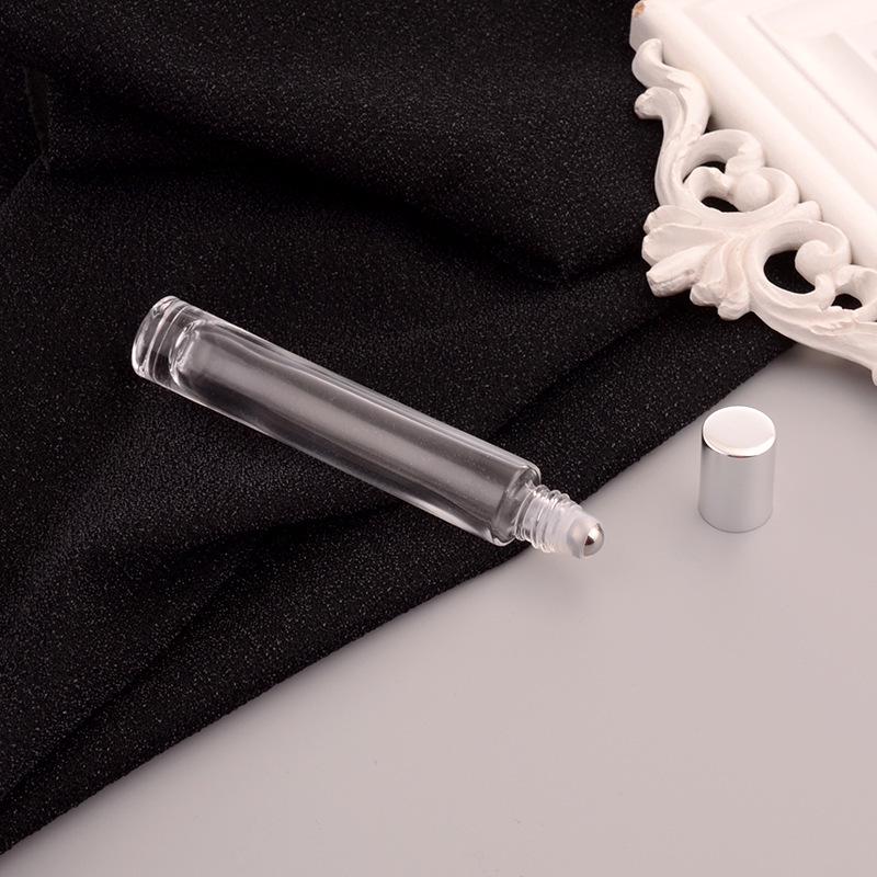 Square Clear Glass 10ml Screw-Top Perfume Atomizer Bottle with Rollerball