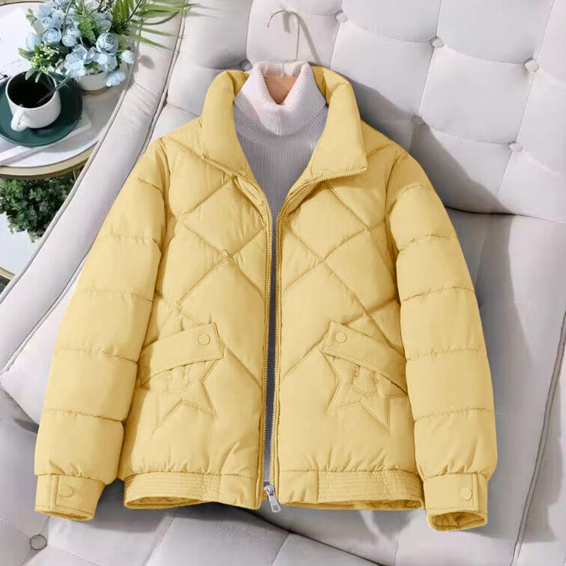 Women Stand Collar Short Padded Coat Warm Loose Thickened Korean Casual Winter Jacket