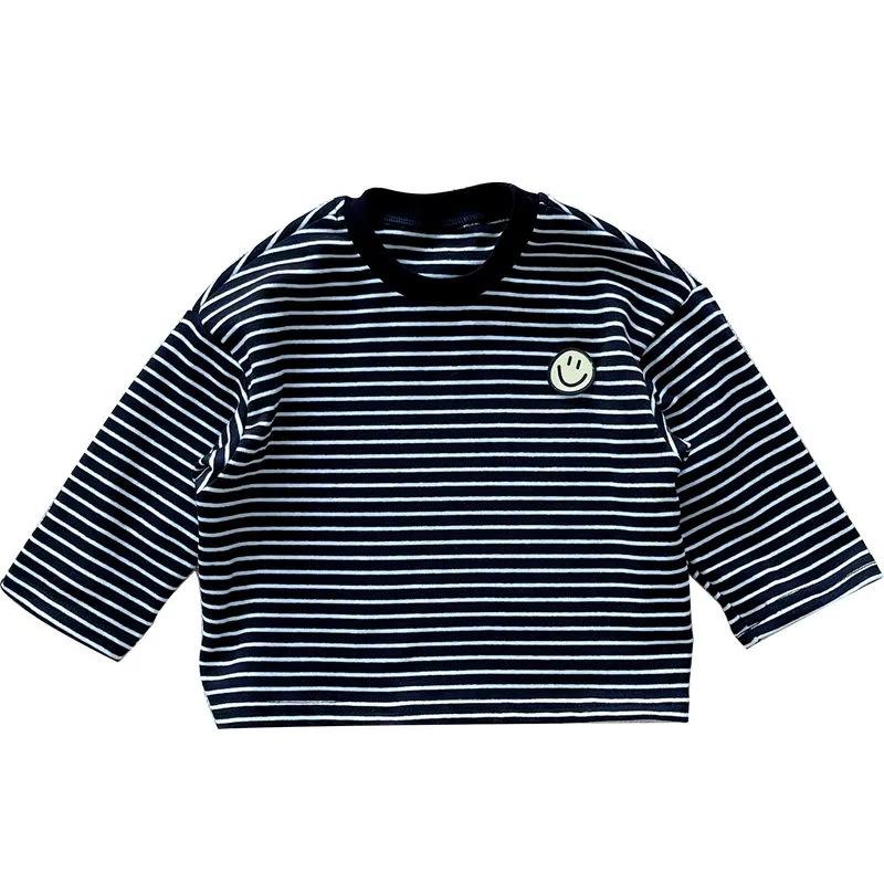 Child Cartoon Crew Neck Long-sleeved T-shirt Casual Loose Tops Baby Boys Thin Cotton Base Bottoming Shirt