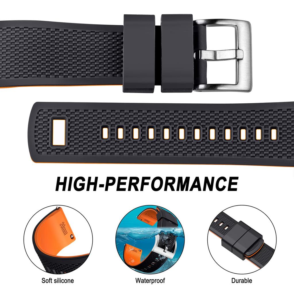 Hemsut Silicone Watch Quick Release Rubber Soft Replacement 10 Colors Available Band, 18mm, 20mm, 22mm, Strap, Strap,