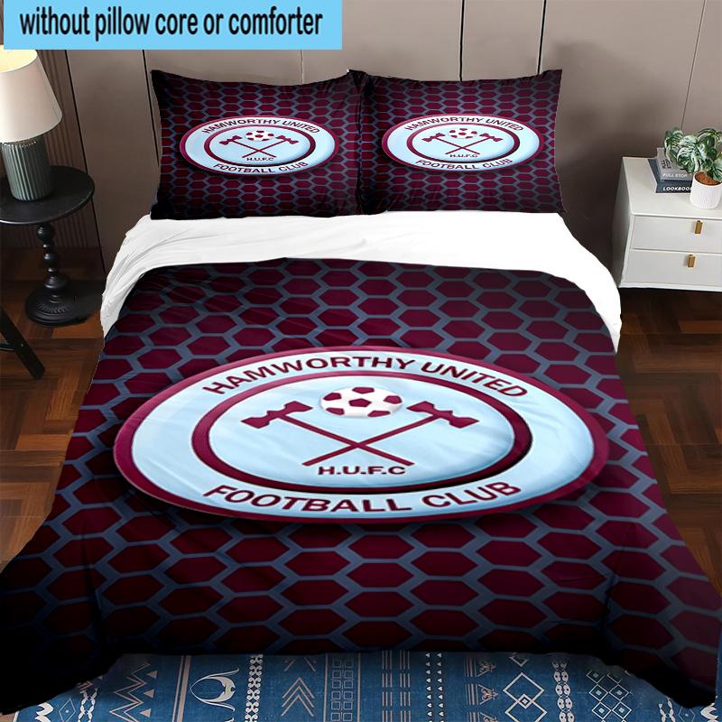 3PCS Football Club Ham-worthy Homes Bedding Set,Including 1pc Duvet Cover And 2pcs Pillowcases Perfect for Bedroom, Dormitory, Fan Christmas Gift