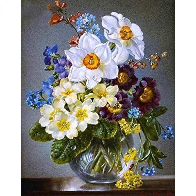 5D DIY diamantová malba Krásné květiny Diamantové vyšívání Sada křížového stehu Celá kamínková mozaika Home Decor