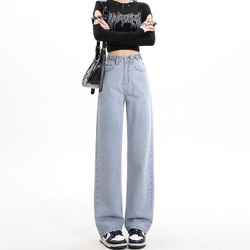 High Waist Washed Wide Leg Jeans, Comfortable Leisure Denim Pants, Women's Denim Jeans & Clothing