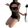 Sexy lingerie sexy hot royal sister nightdress lace hollow hip skirt women's black spice girl nightclub mood uniform