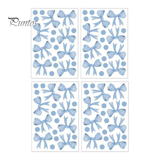 

4 листа наклеек-бабочек, синие/розовые наклейки на стену с бантом, самоклеящиеся наклейки на стену для детской спальни, детской комнаты синий