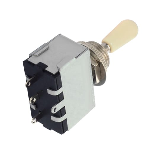 Yibuy Metal 3-Way Toggle Switch, Chrome, with Nut & Gasket, Box Type, 12mm Threaded Shaft Diameter, Ideal for Guitars, 3-Position Pickup Selector