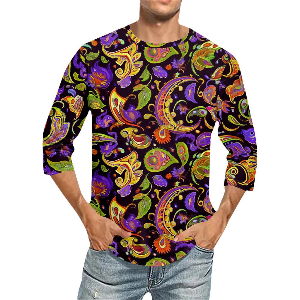 Carnival Print - Men's Round Neck Short Sleeve Top