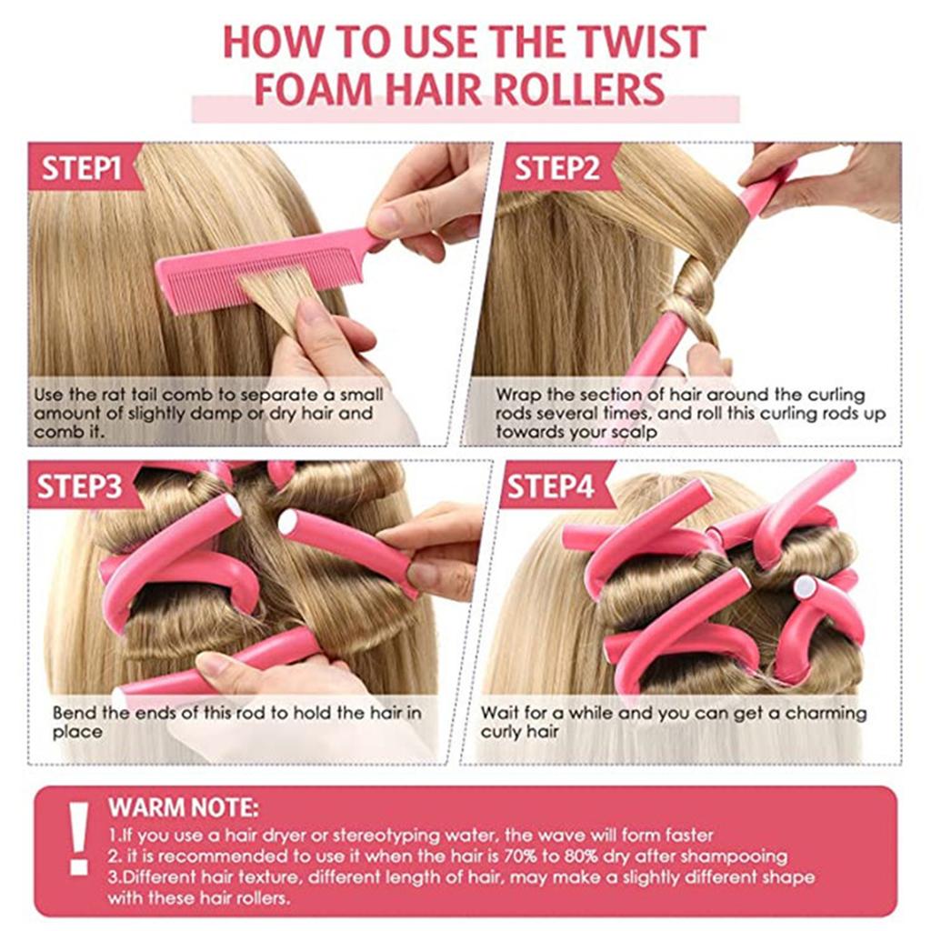 Cheap 40Pcs Flexible Twist Foam Hair Rollers Selflocking Foam Curling