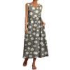 Elegante Vestito Estivo Vintage da Donna Comodo Ampio Lungo con Tasca Harajuku Scollo a O Manica Corta Monocolore