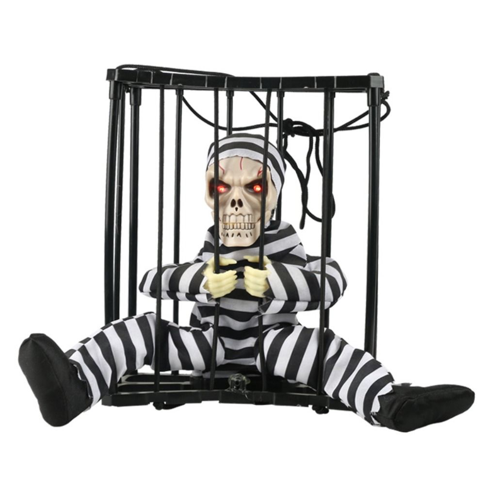 with Cage Halloween Talk Ghost Flashing Light Sound Doll  Haunted House Horror Party Props