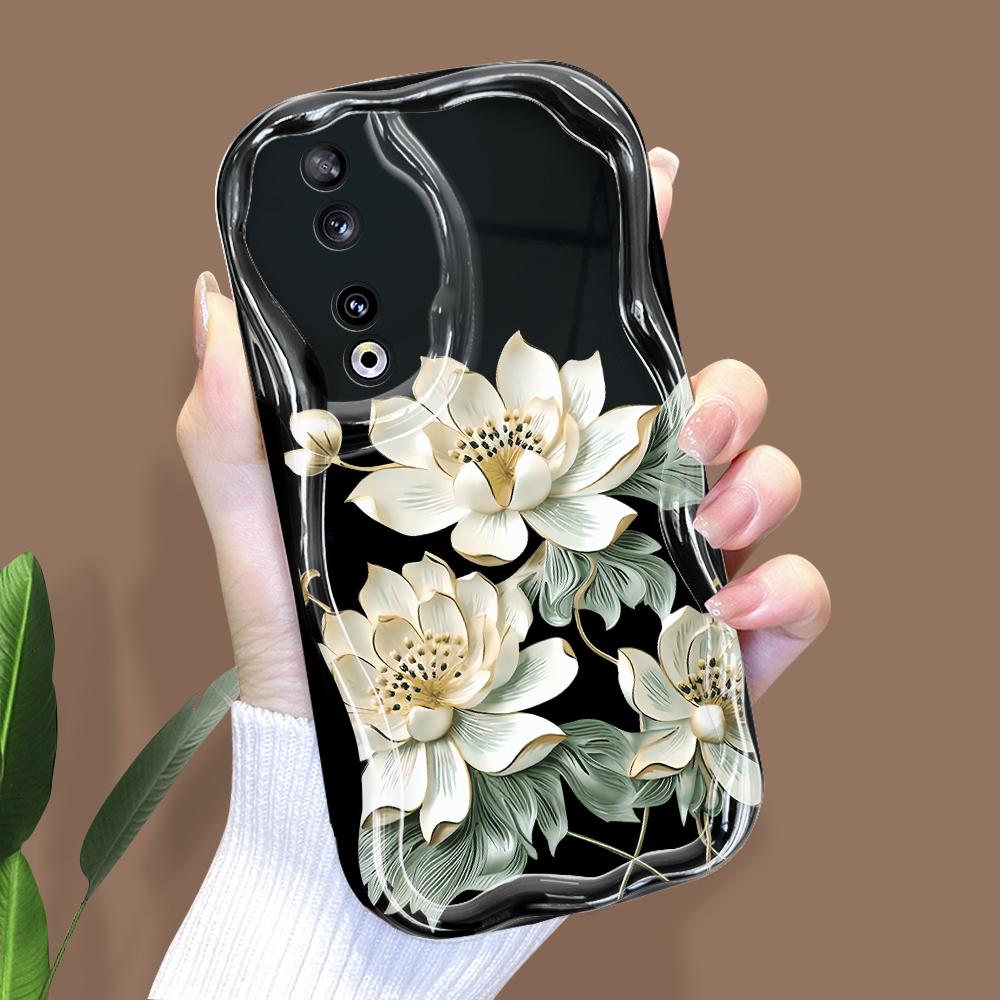 

Милый мультяшный узор, кремовая текстура, мягкий силиконовый чехол с волнистыми краями, чехол для телефона для Huawei Honor Infinix Tecno iPhone Infinix Zero 30 4G чёрный