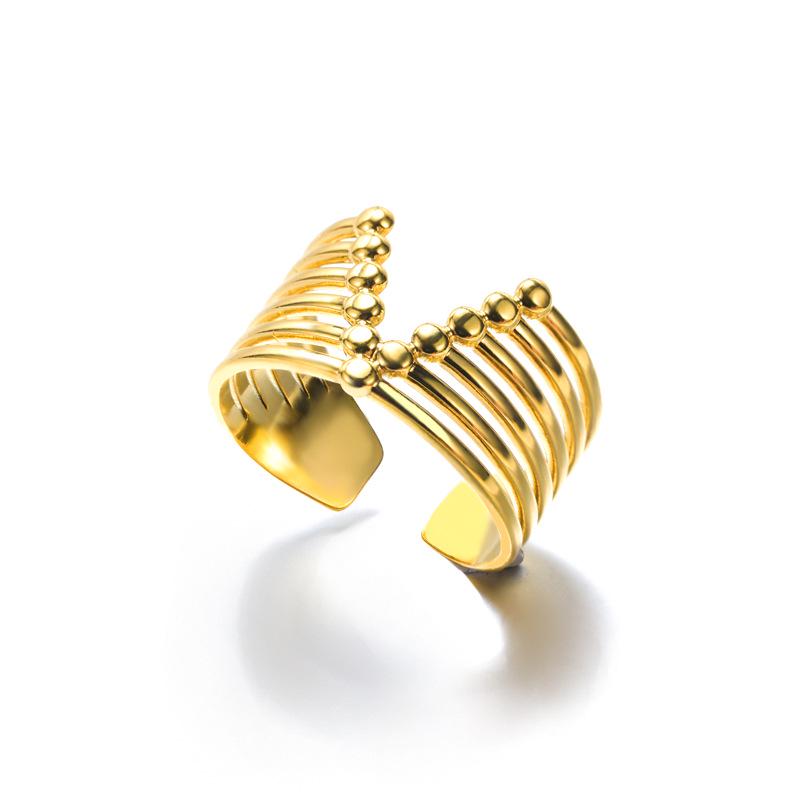 Unisex Retro 18k Gold Stainless Steel Open Cross Ring