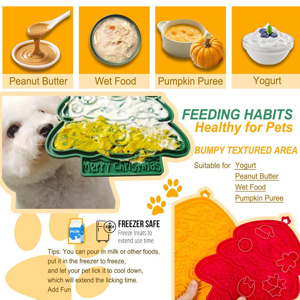 Christmas Tree Shaped Portable Eco-friendly Solid Durable Food-grade Silicone Pet Lick Mat Slow Feeder Food Bowl for Cats Dogs