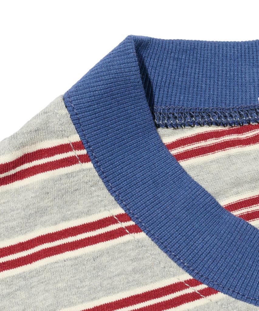 TAILOR STUDIO Striped Marine Cotton Long Sleeve (Grey/Red)